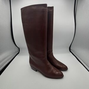 Vtg Cole Haan Riding Boots Women Sz 6.5 AA Brown Leather Tall Equestrian Italy